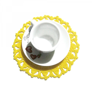 Sottobicchiere girasole giallo e marrone ad uncinetto 16 cm - 4 PEZZI - Crochet by Patty