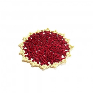 Sottobicchiere bordeaux e crema ad uncinetto 11.5 cm - 4 PEZZI - Crochet by Patty