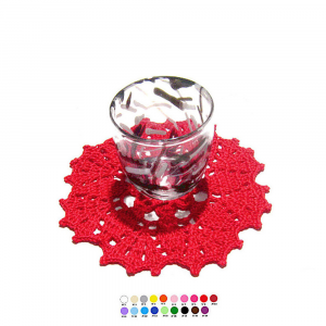 Sottobicchiere rosso ad uncinetto 13.5 cm - 4 PEZZI - Crochet by Patty