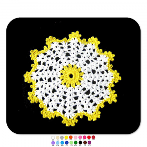 Sottobicchiere bianco e giallo ad uncinetto 13 cm -Crochet by Patty