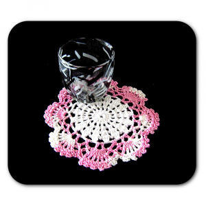 Sottobicchiere rosa sfumato e bianco ad uncinetto 13 cm - 4 PEZZI - Crochet by Patty