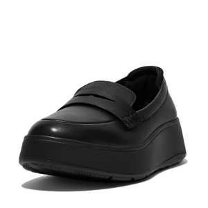 Fitflop - F-MODE LEATHER FLATFORM PENNY LOAFERS ALL BLACK