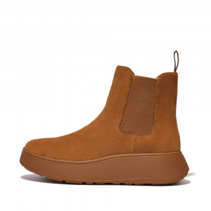 Fitflop - F-MODE SUEDE FLATFORM CHELSEA BOOTS LIGHT TAN