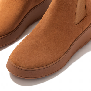 Fitflop - F-MODE SUEDE FLATFORM CHELSEA BOOTS LIGHT TAN