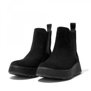 Fitflop - F-MODE SUEDE FLATFORM CHELSEA BOOTS ALL BLACK