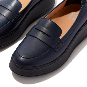 Fitflop - F-MODE LEATHER FLATFORM PENNY LOAFERS MIDNIGHT NAVY