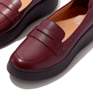 Fitflop - F-MODE LEATHER FLATFORM PENNY LOAFERS PLUMMY