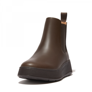Fitflop - F-MODE LEATHER FLATFORM CHELSEA BOOTS CHOCOLATE BROWN