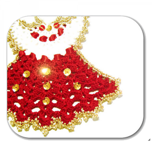 Angelo bianco e rosso di Natale ad uncinetto 14x14 cm - Crochet by Patty