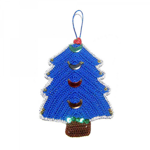 Alberello di Natale rosso, blu e verde ad uncinetto 9x13 cm - 3 PEZZI - Crochet by Patty