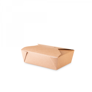 Lunch box 750 ml in cartoncino bio - 14x10x5 cm avana - Main view - small