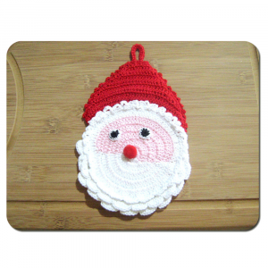 Presina natalizia a forma di Babbo Natale ad uncinetto 11.5x19 cm - Crochet by Patty