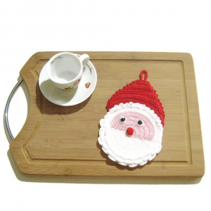 Presina natalizia a forma di Babbo Natale ad uncinetto 11.5x19 cm - Crochet by Patty