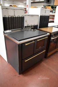 Termocucina / Stove Zadra Black With Details Gold Plated With Oven