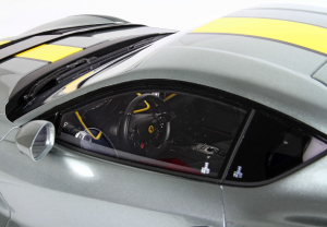 Ferrari 812 Competizione Silver With Yellow Stripe With Display Case - 1/12 BBR