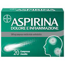 ASPIRINA DOLORE E INFIAMMAZIONE CON 500 mg DI ACIDOACETILSALICILICO PER DOLORI MUSOLARI E ARTICOLARI 20 COMPRESSE