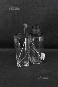 Kit Shaker Glass Glass Bar Graduated With Cap In Plastic Black 2 Pieces