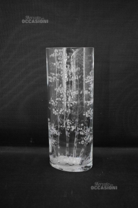 Vase Flower Stand In Crystal With Drawing Betulle 32x12x9 Cm