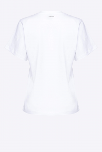 T-shirt Corfù con ricamo shiny bianca Pinko