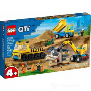 LEGO City 60391 - Camion da Cantiere e Gru con Palla da Demolizione