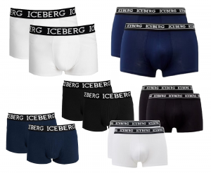 Boxer uomo trunk bipack Iceberg mutande in cotone elasticizzato moda tinta unita