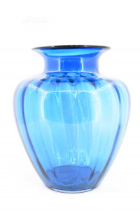 Vase Flower Stand Glass Blue 35x30 Cm