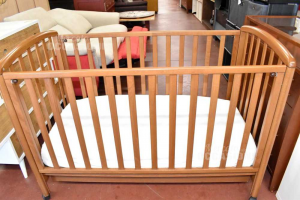 Bed From Wooden Baby Dark With Mattress And Drawer