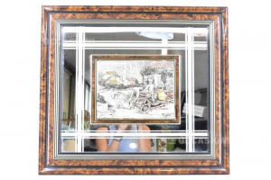 Gemälde Mit Spiegel Kreationen Künstlerisch Wagen Mit Pferden 57x51 Cm
