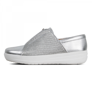 Fitflop - NEW ELASTIC SNEAKER EMBROIDERY SILVER