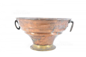 Vase Holder Copper Plants Vintage With Handle Ring 40x20 Cm With Brass Base