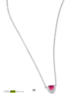 Sovrani collana in argento 925 con ciondolo cuore rubino J8345
