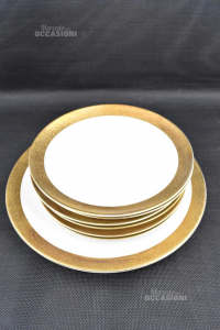 Porcelain Plates Beloved Bordo Golden 12 Pieces + Plate Big