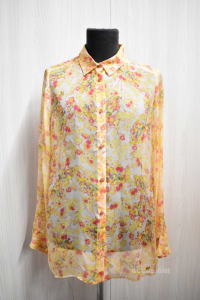 Shirt Woman Liu Jo Size.46 Fantasy Floral Yellow Red 100% Silk