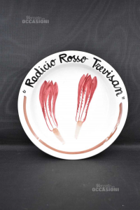 Plate Big For Serving Radicio Red Trevisan 40 Cm Ceramic Hand Painted