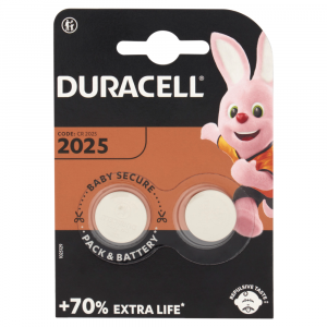 Duracell 2025 Batteria Bottone al Litio Specialistica 3V pacco da 2 pile con Tecnologia Baby Secure