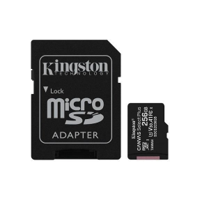 MEMORY CARD MICRO SDXC U1 A1 256GB + ADATTATORE CLASSE 10 VELOCITA' IN LETTURA FINO A 100MB/s FULL HD SDCS2/256GB KINGSTON