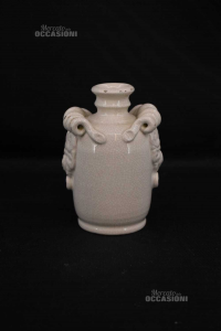 Vase Flower Stand Ceramic White With Riccioli Medium H 20 Cm