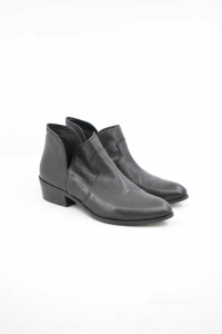 Ankle Boots Woman Rebecca Van Dik Size 38 Black True Leather
