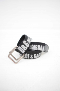 Cinturón Mujer De Algodón Dulce Y Gabbana Negro Gris 85 Cm