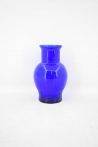 Vase Flower Stand Glass Murano Blue Signed Carlo Moretti H 13 Cm