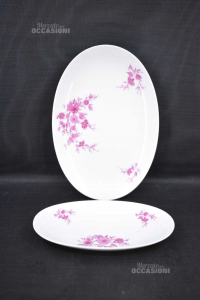 Plate Oval Bavaria Big And Small Flowers Pink