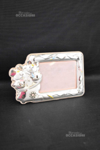 Photo Frame For Baby Girl With Mice In Silver 23x14 Cm