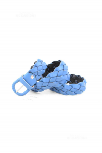 Cinturón Mujer Procesamiento Artigiana Toscana Gianni Sentadilla Azul Cuero Entrelazados 110 Cm