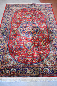 Carpet Red Blue Fantasy Floral Oval With Drawing Central 145x215 Cm