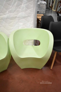Poltrona In Plastica Little Albert Verde Chiaro Difetto Colore Seduta
