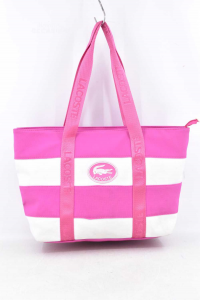 Bag By Shoulder Lacoste Pink Striped White 43x26x11 Cm