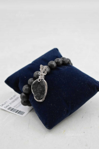 Bracelet With Stones Black With Pendant Stone Black Glitter