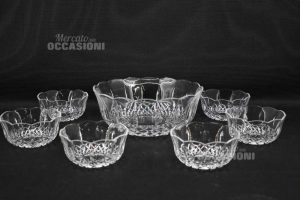 Bowl In Crystal Diameter 23 Cm With 6 Bowls