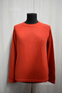Pullover Mann Armani Junior Rot Hergestellt In Italien Größe Iii 100 % Baumwolle