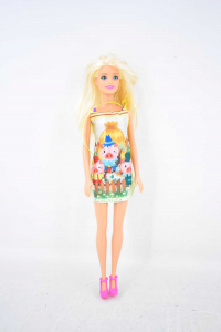 Puppe Barbie Kleid Gelb Zeichnung Amialini